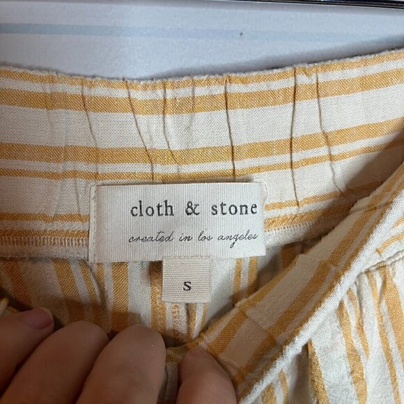 Anthropologie Cloth & Stone striped linen blend pull on crops - Picture 3 of 5